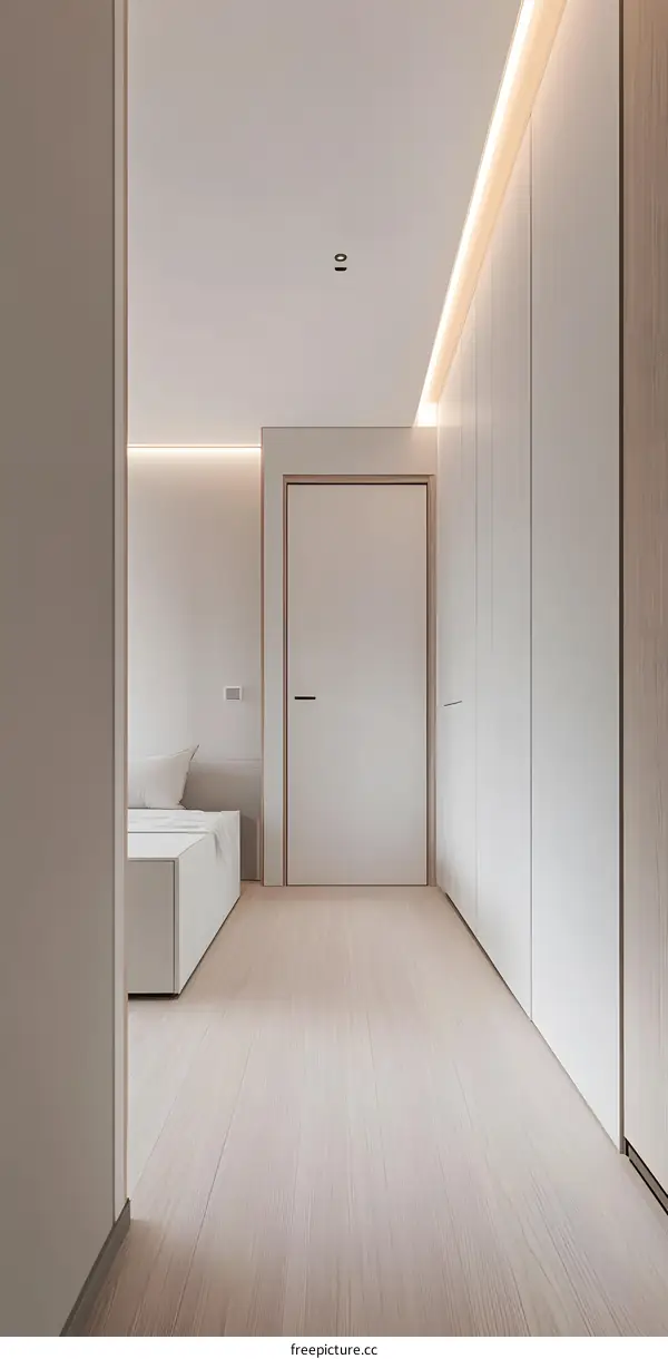 Minimalist White Interior Design with Wooden Floor