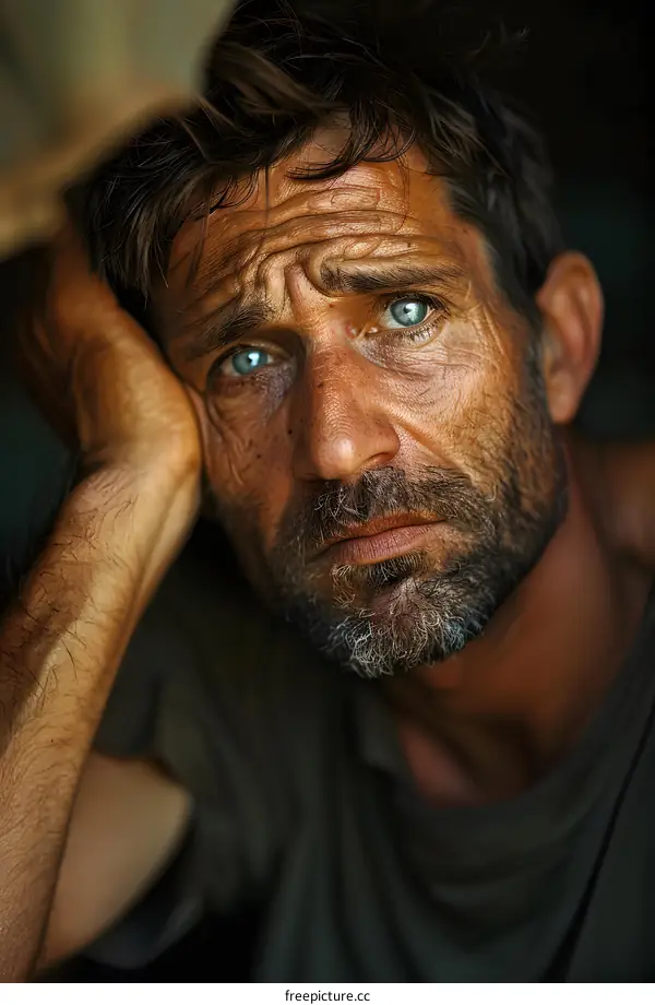 Portrait of a man with blue eyes