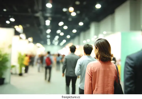 Blurred Expo Hall People in Motion