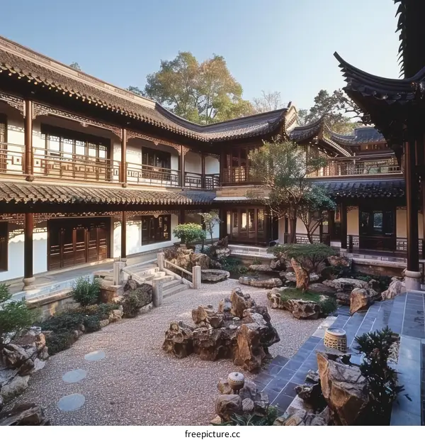 Traditional Chinese Architecture Courtyard Garden