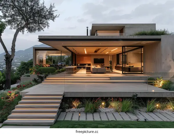 Modern Home Exterior With Large Windows