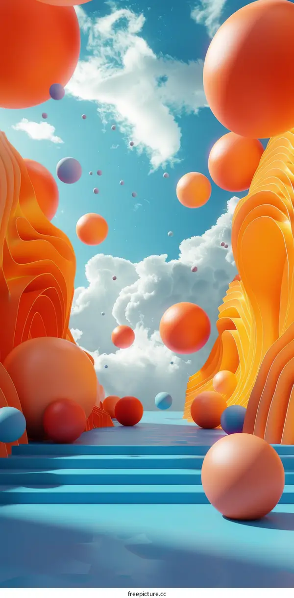 Colorful Abstract Floating Sphere Pathway