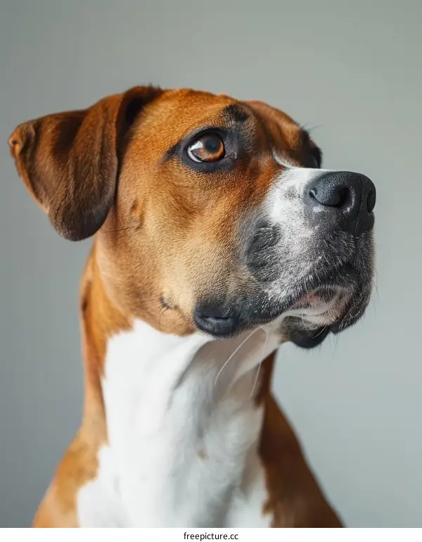 Brown and White Short-Haired Dog Looking Away