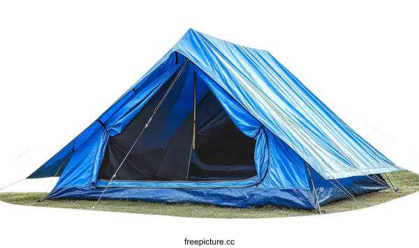 [Transparent Background PNG]Bright Blue Camping Tent on Grass