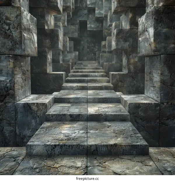 Stone Structure with Stairs Ascending into the Unknown