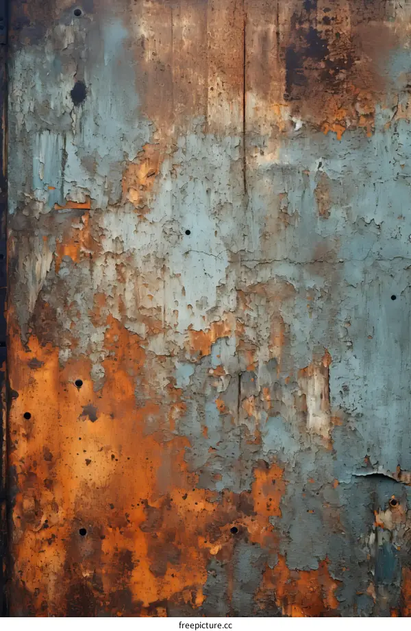 rusty blue and orange wooden door texture