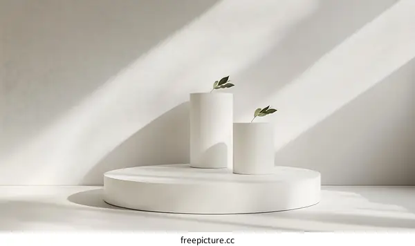 White Cylindrical Display Podiums with Minimalist Design