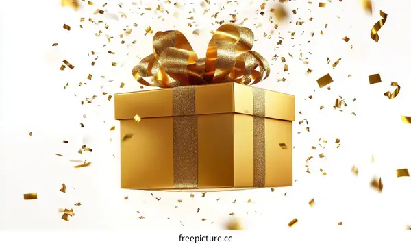 Golden Gift Box with Confetti