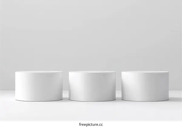Three Simple White Cylindrical Display Platforms