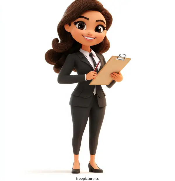 Cartoon Business Woman Taking Notes