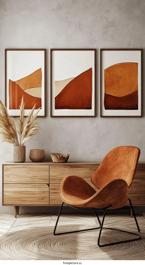 Abstract Terracotta Wall Art Trio