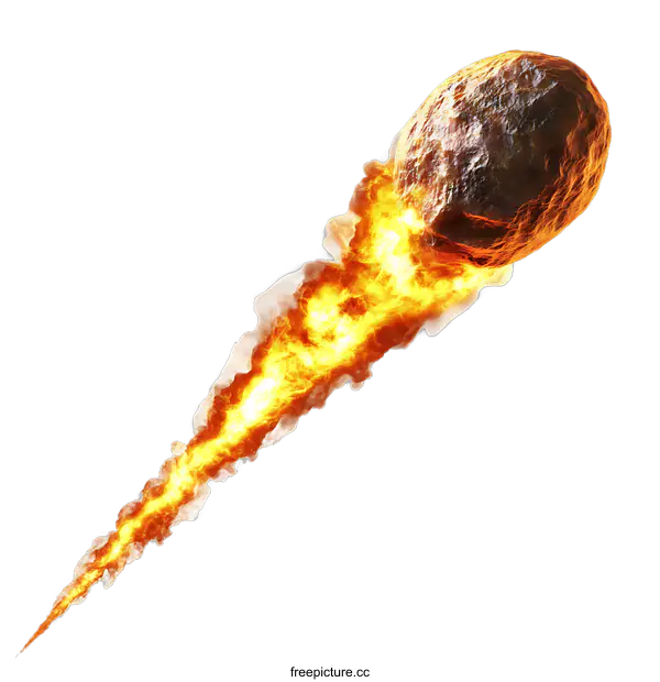[Transparent Background PNG]Fiery Meteoroid Falling From The Sky