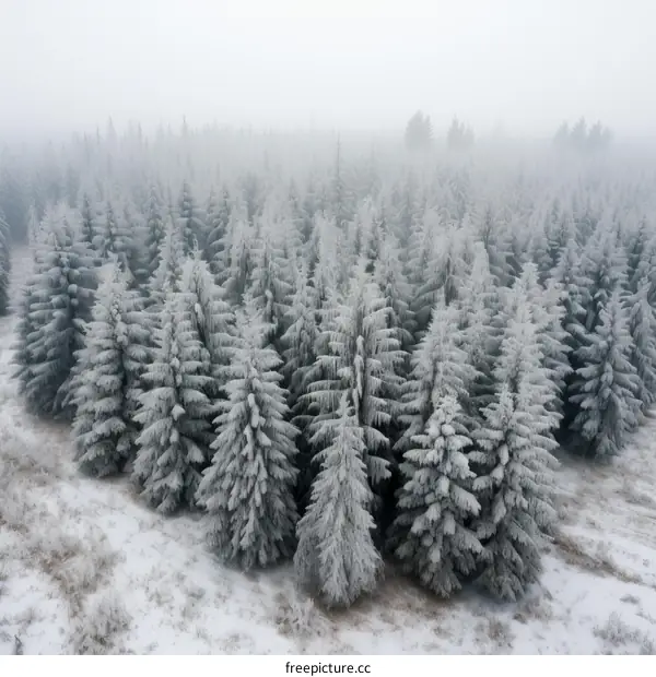 Winter landscape with snow-covered trees