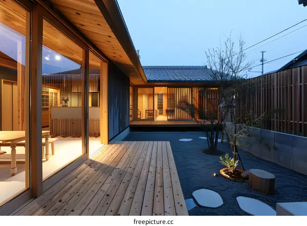 Japanese Style Wooden House with Garden