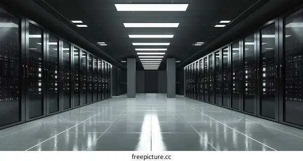 Futuristic Sci-Fi Server Room With Glowing Lights