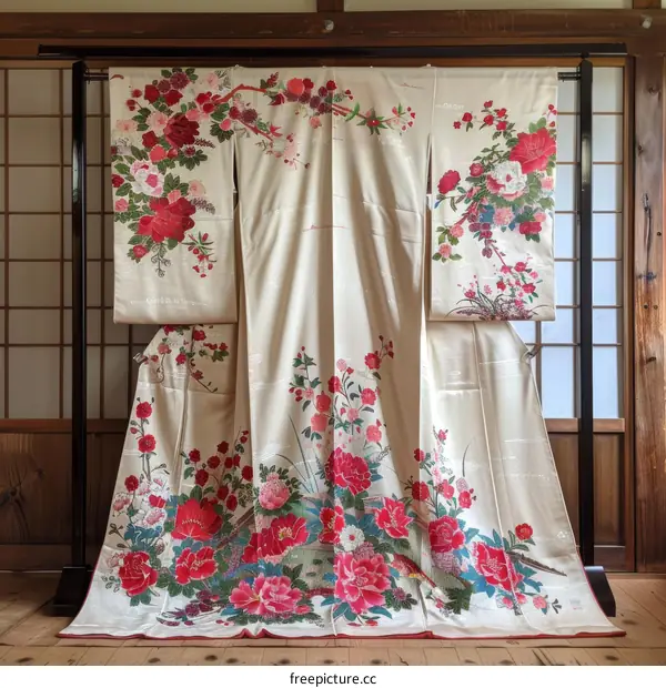 A kimono with a floral pattern