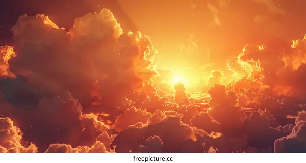 A beautiful sunset over the clouds