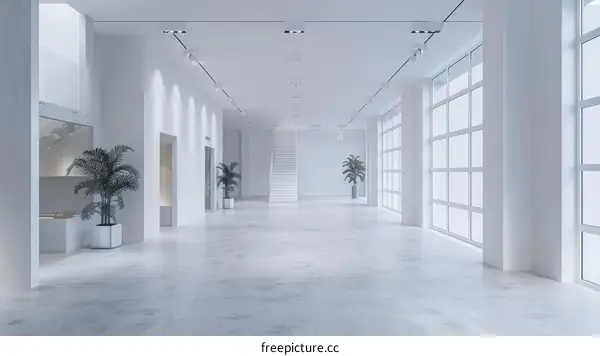 Bright and Airy Lobby Interior With Plants