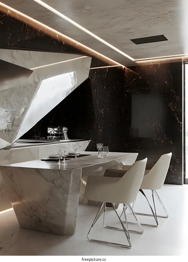 Modern Kitchen Interior Design With Marble Countertops