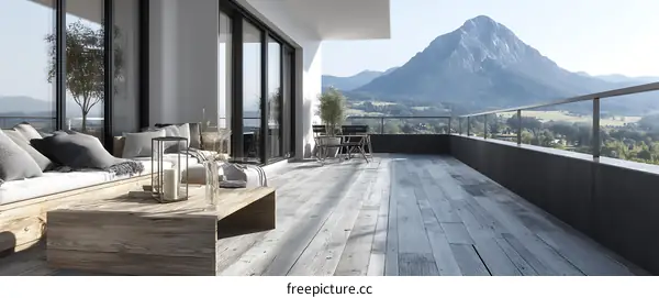 Modern Balcony with Mountain View