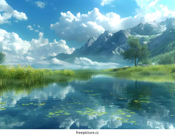 Tranquil Lake and Mountains