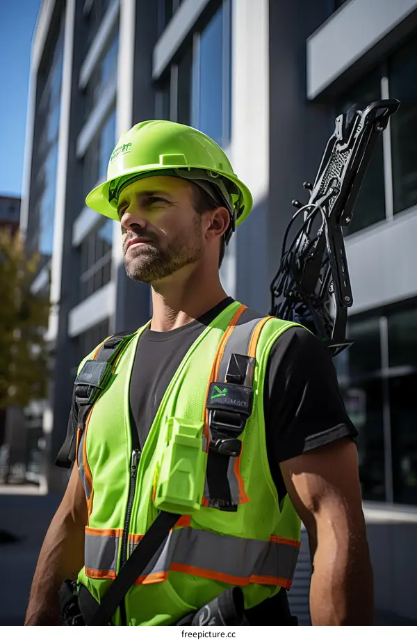 construction worker wearing hardhat and safety vest