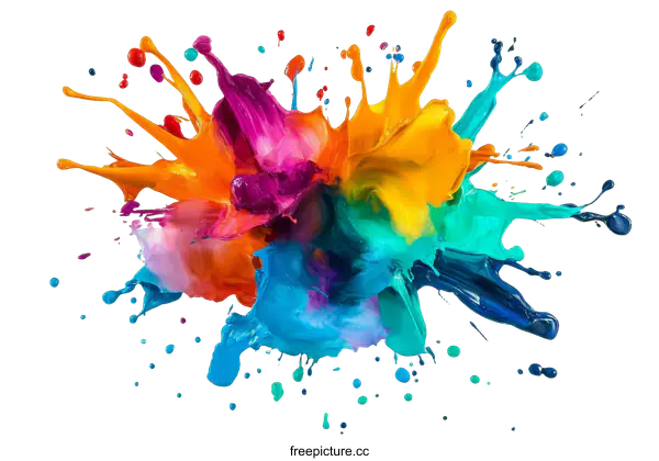 [Transparent Background PNG]Colorful Paint Splatter Explosion Art