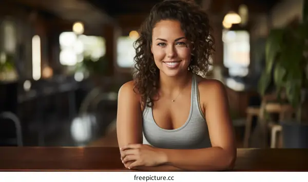 Portrait of a smiling young woman with curly hair