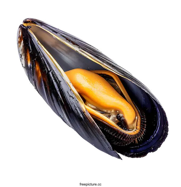 [Transparent Background PNG]A black mussel on a white background