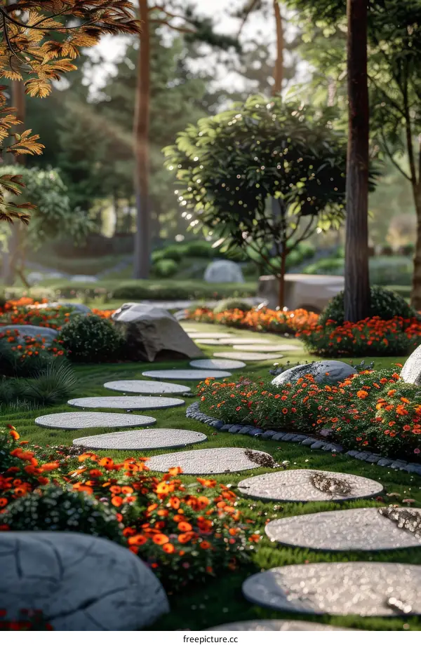 Autumn Garden Path: A Serene Stroll through Tranquility