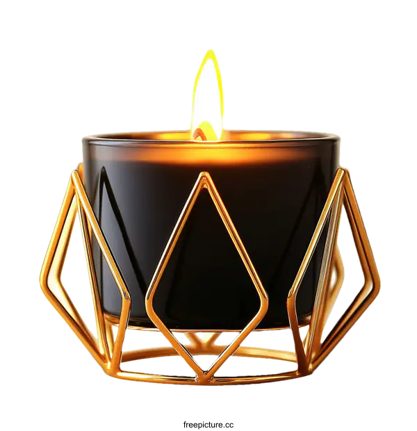 [Transparent Background PNG]Modern Candle Holder with Geometric Design