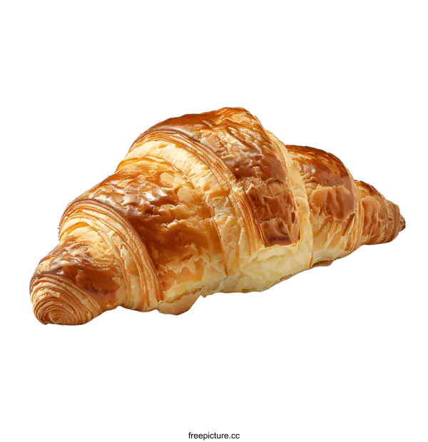 [Transparent Background PNG]Freshly Baked Golden Brown Croissant Isolated On White Background