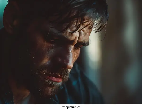 Man with a Beard Looking Down