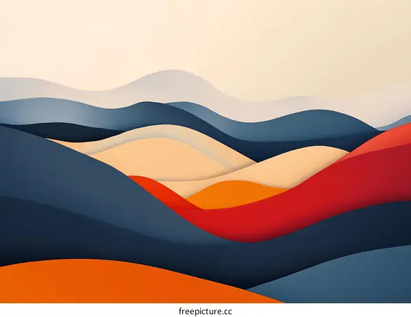 Abstract Colorful Paper Cut Mountains Illustration