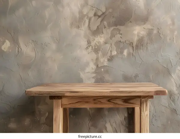 Wooden Tabletop with Concrete Background