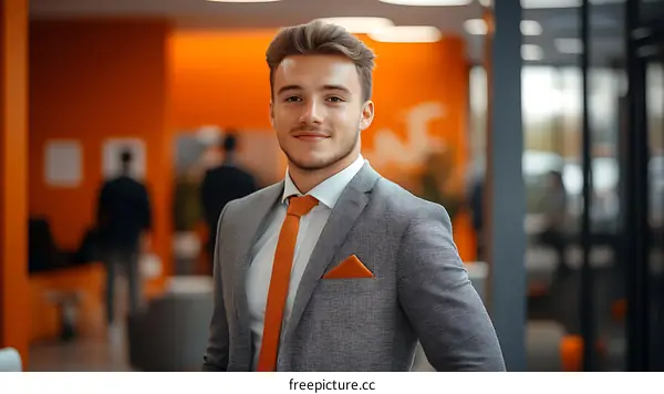 Businessman Portrait in Modern Office Lobby