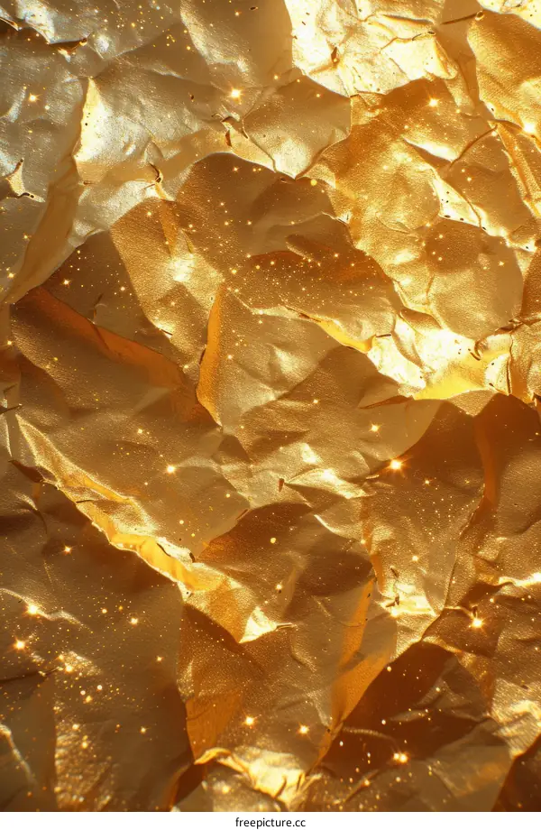 Golden crumpled paper texture background