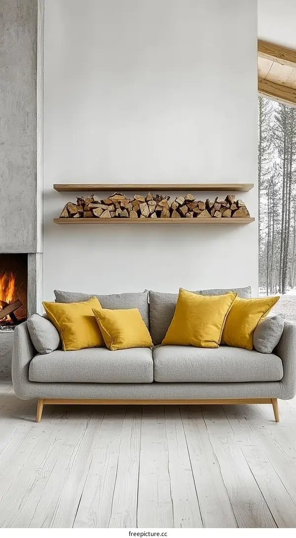 Modern Cozy Living Room with Wood Accents