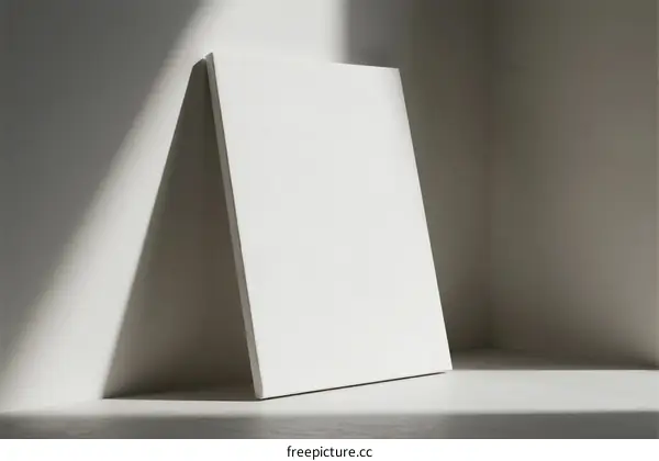 A Blank White Canvas Leaning Against a Wall in a Minimalist Room