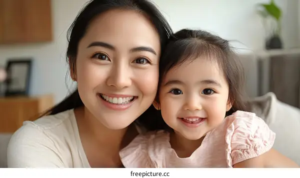 Happy Mother and Daughter Portrait