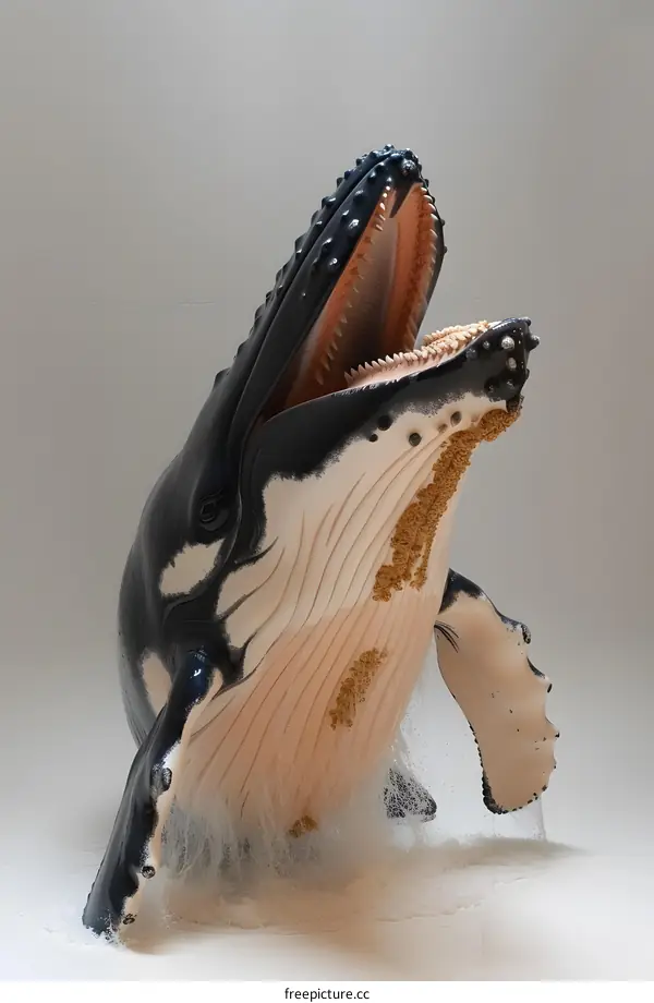 A sculpture of a whale made of baleen and other materials