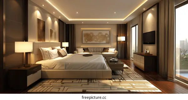 Luxury Modern Bedroom Interior Design Illustration