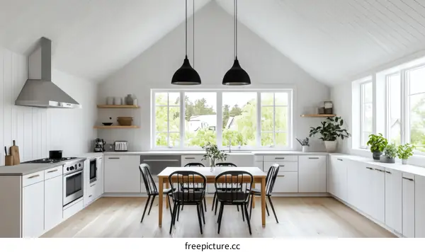 Modern Farmhouse Kitchen with Large Windows