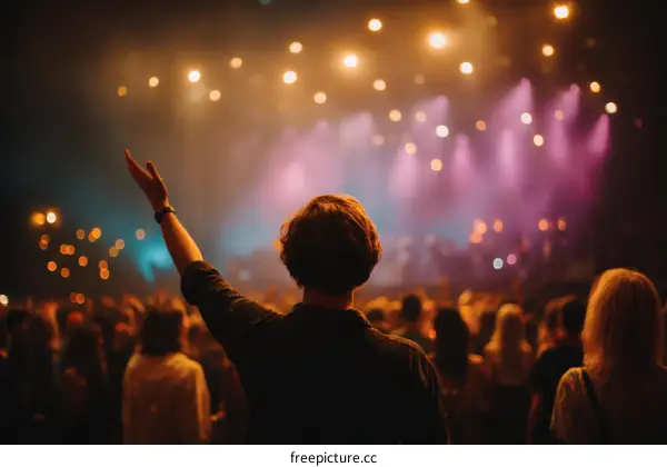 Concert Crowd Enthusiastically Enjoying a Performance