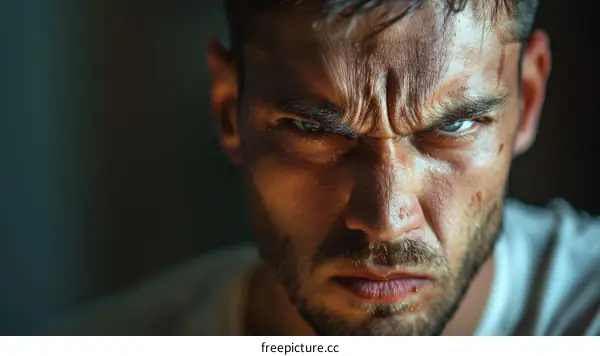 Closeup Angry Man Portrait