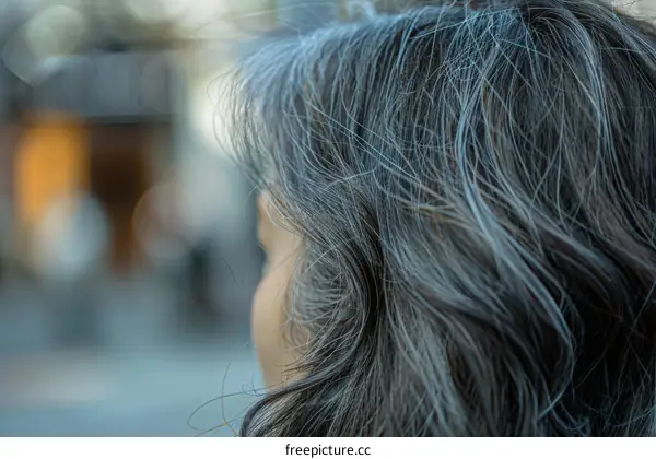 Close up of woman with gray hair