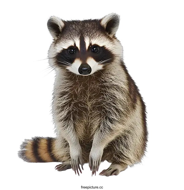 [Transparent Background PNG]Cute Raccoon Sitting on White Background