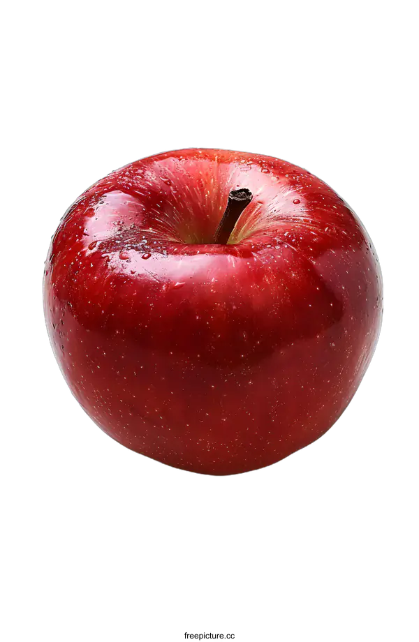 [Transparent Background PNG]A red apple with water drops on a white background