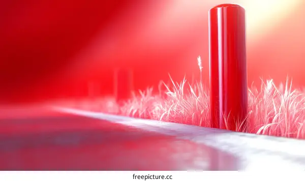 Red Pathway in a Vivid Landscape Illustration