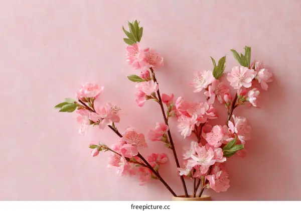Beautiful Pink Flowers Arrangement on a Pastel Pink Background
